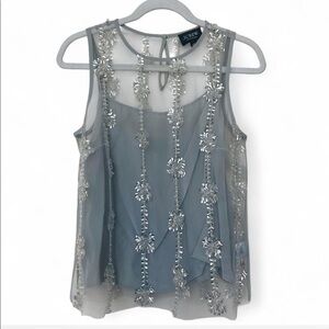 Silver Sequin sheer top